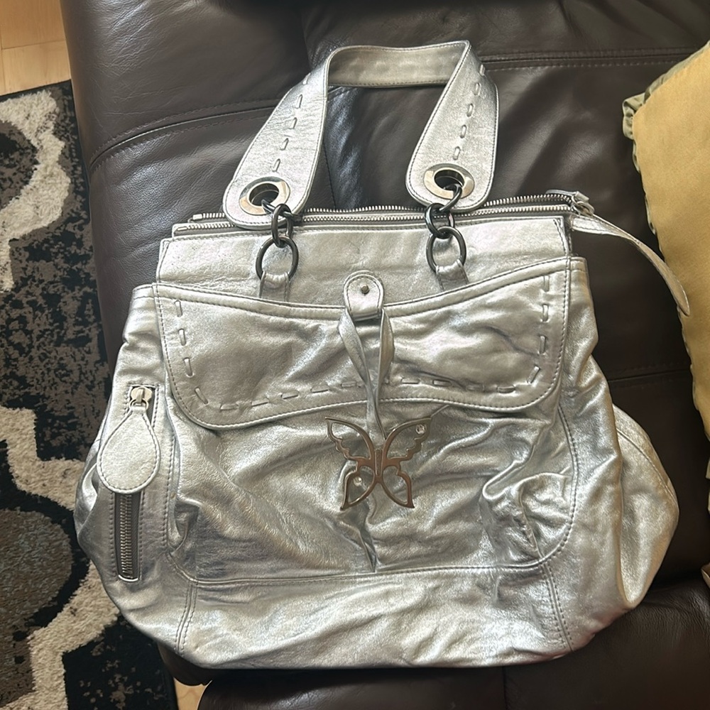 Emanuel Ungaro large silver tote